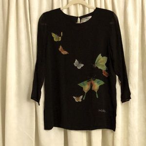 Carol Patterson Silk Butterfly Blouse Sz. S